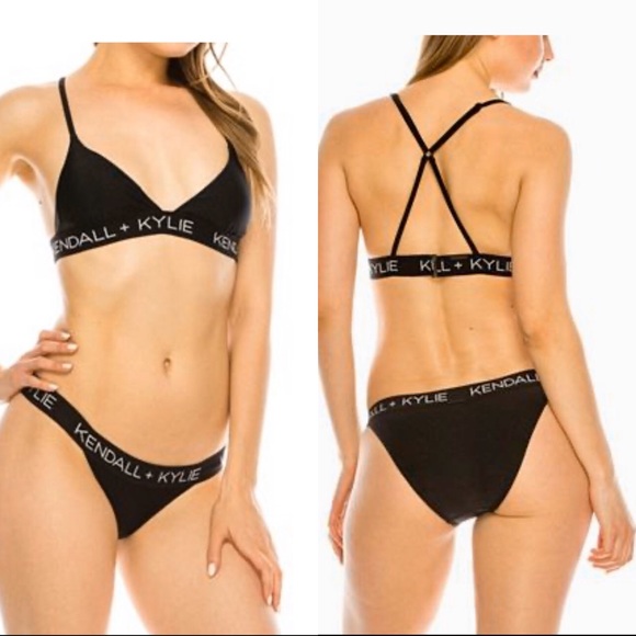 Kendall & Kylie Other - Kendall + Kylie | NWT Logo Band Black Bikini